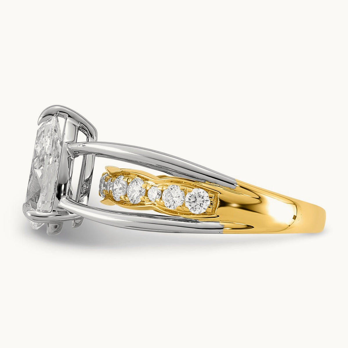 14ktt Certified Pear Center Lab Grown Diamond VS+ F+ Ring — 2.52 ct tw