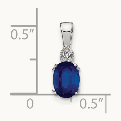 Oval Sapphire and Diamond Pendant, 14K White Gold