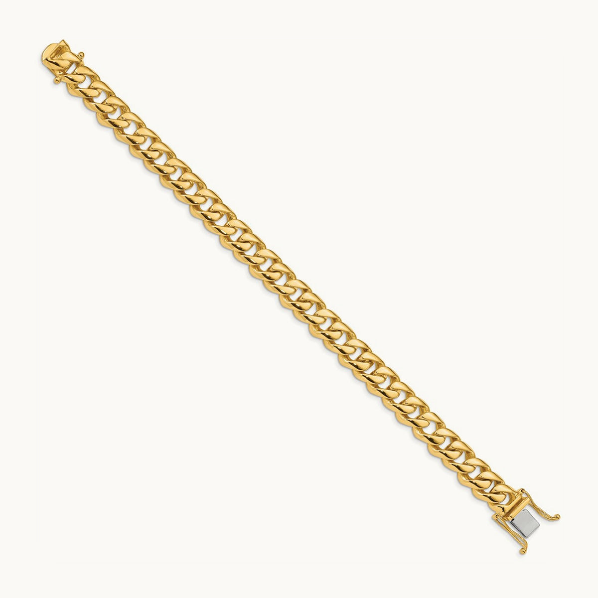 Hand-polished Rounded Curb Link Bracelet — 14K Yellow Gold, 9.6mm