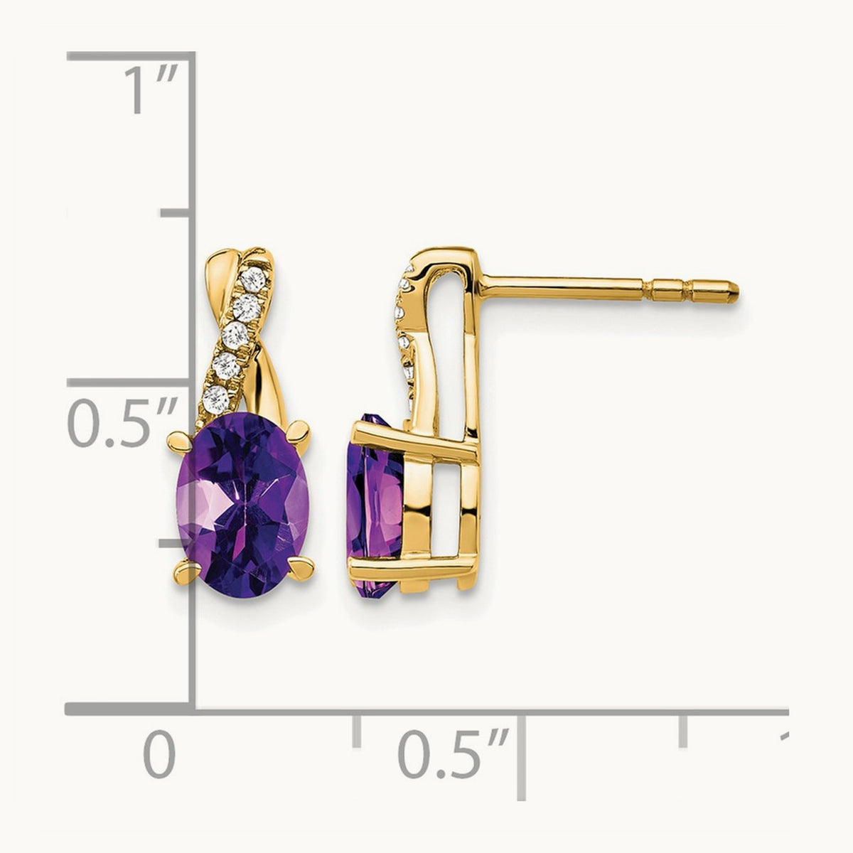 Amethyst and Diamond Earrings — 14K Yellow Gold