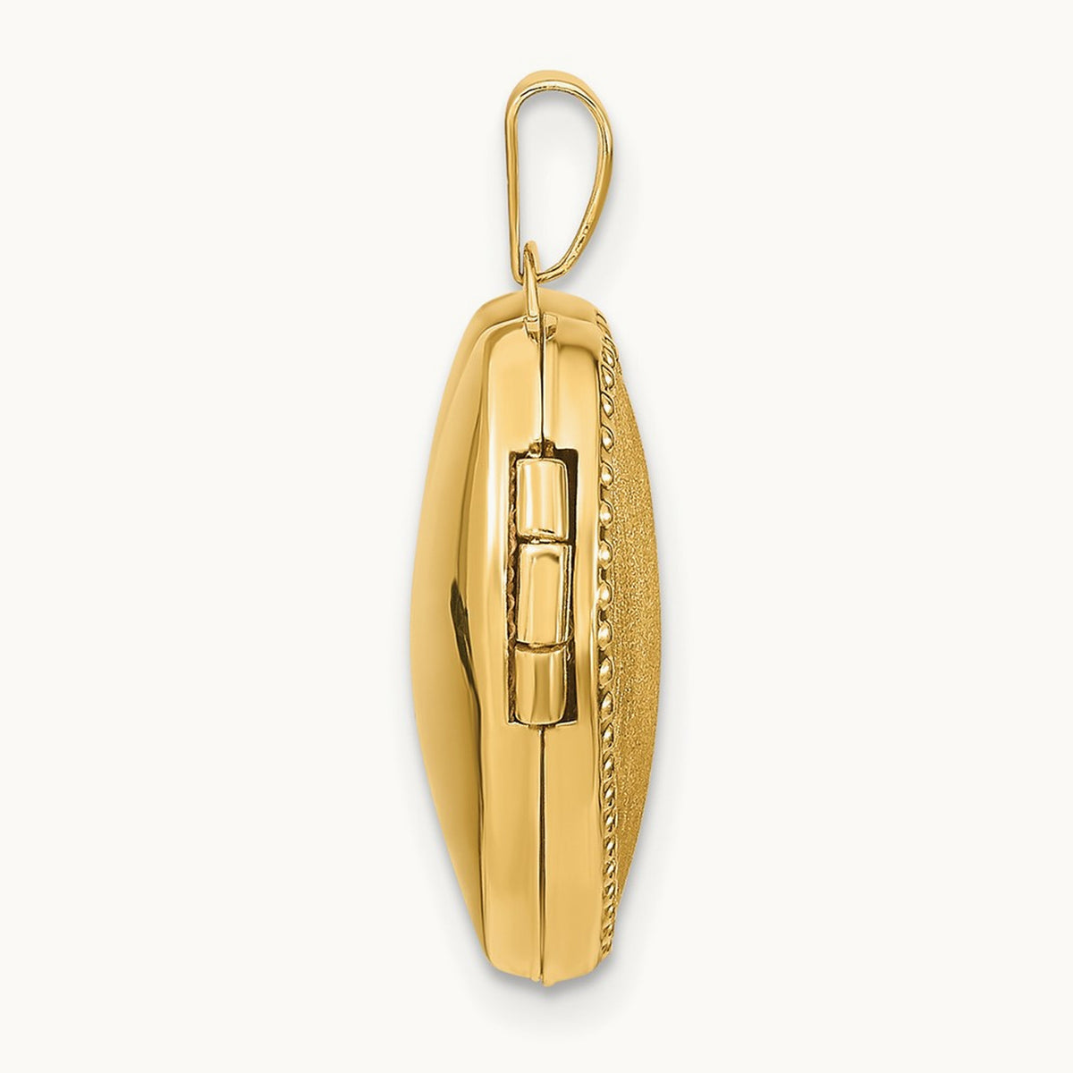 Brushed with Beaded Edge Heart Locket — 14K Yellow Gold