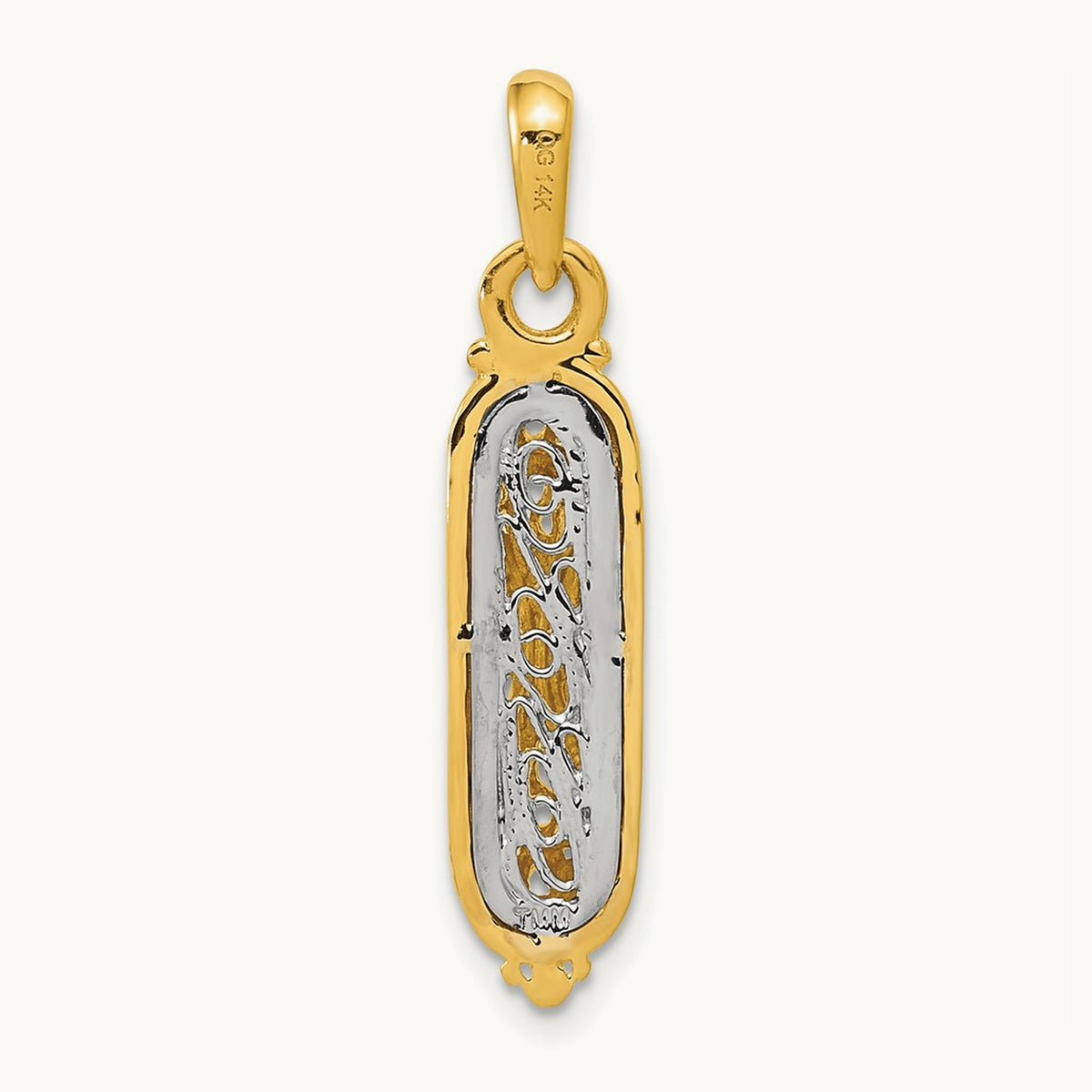 w/ White Rhodium Mezuzah W/Shin Charm, 14K