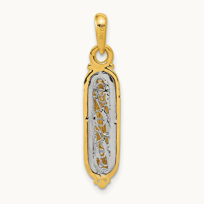 w/ White Rhodium Mezuzah W/Shin Charm, 14K