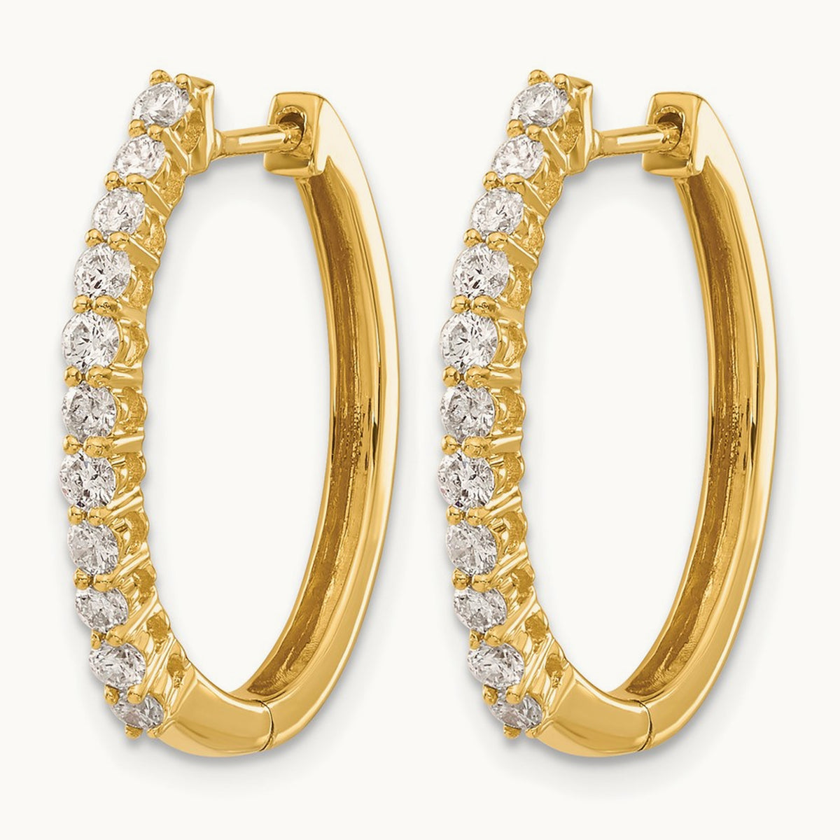 Diamond Hinged Hoop Earrings — 14K Yellow Gold