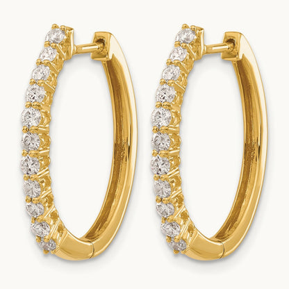 Diamond Hinged Hoop Earrings — 14K Yellow Gold