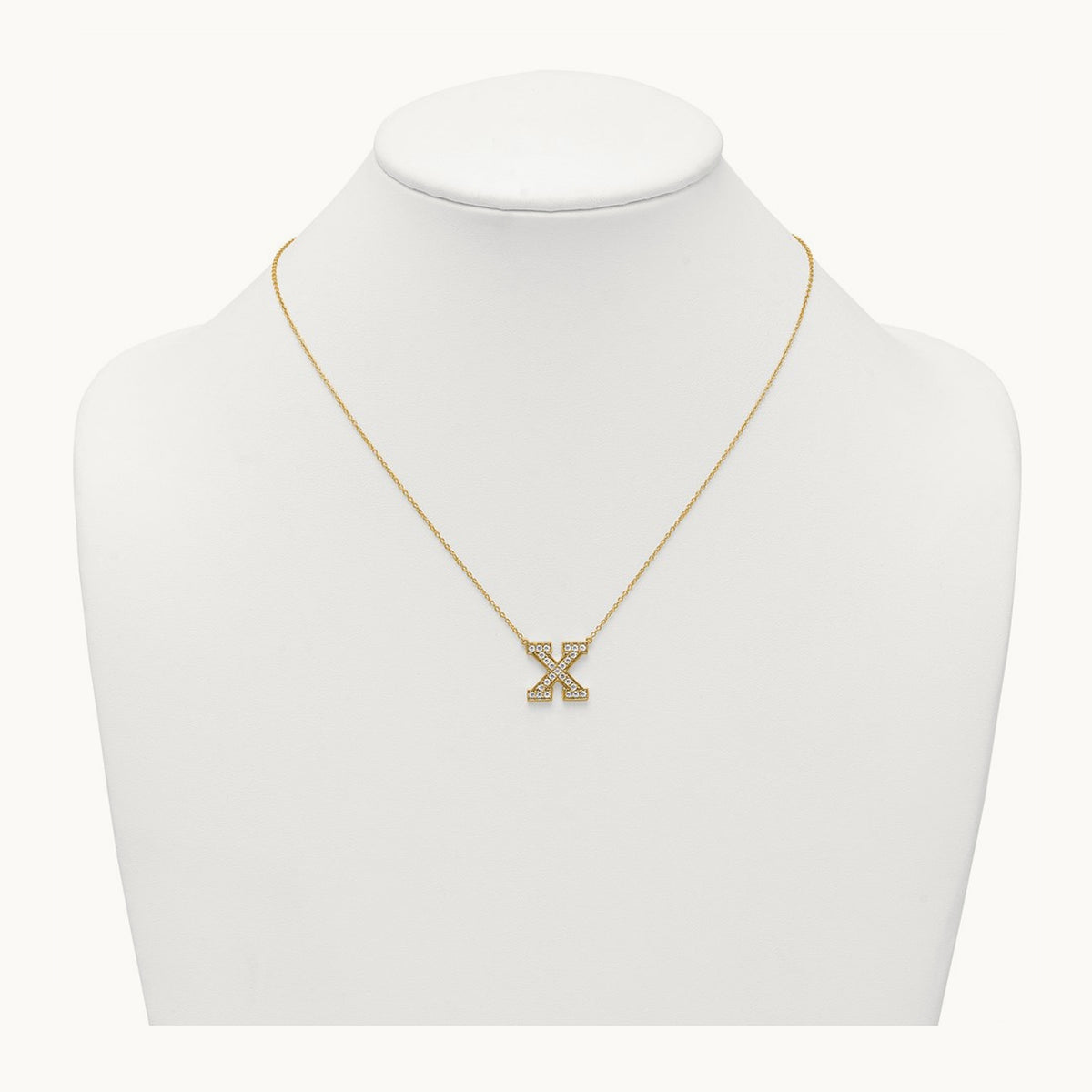 Initial Necklace — 14K Yellow Gold, X, 1/2 ct