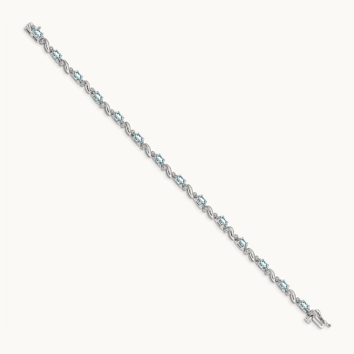 Diamond and Aquamarine Bracelet — 7mm