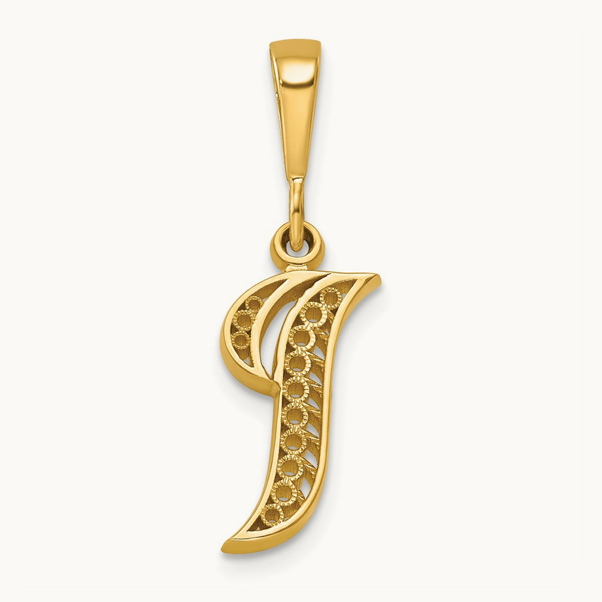 Polished Script Filigree Initial Pendant — I
