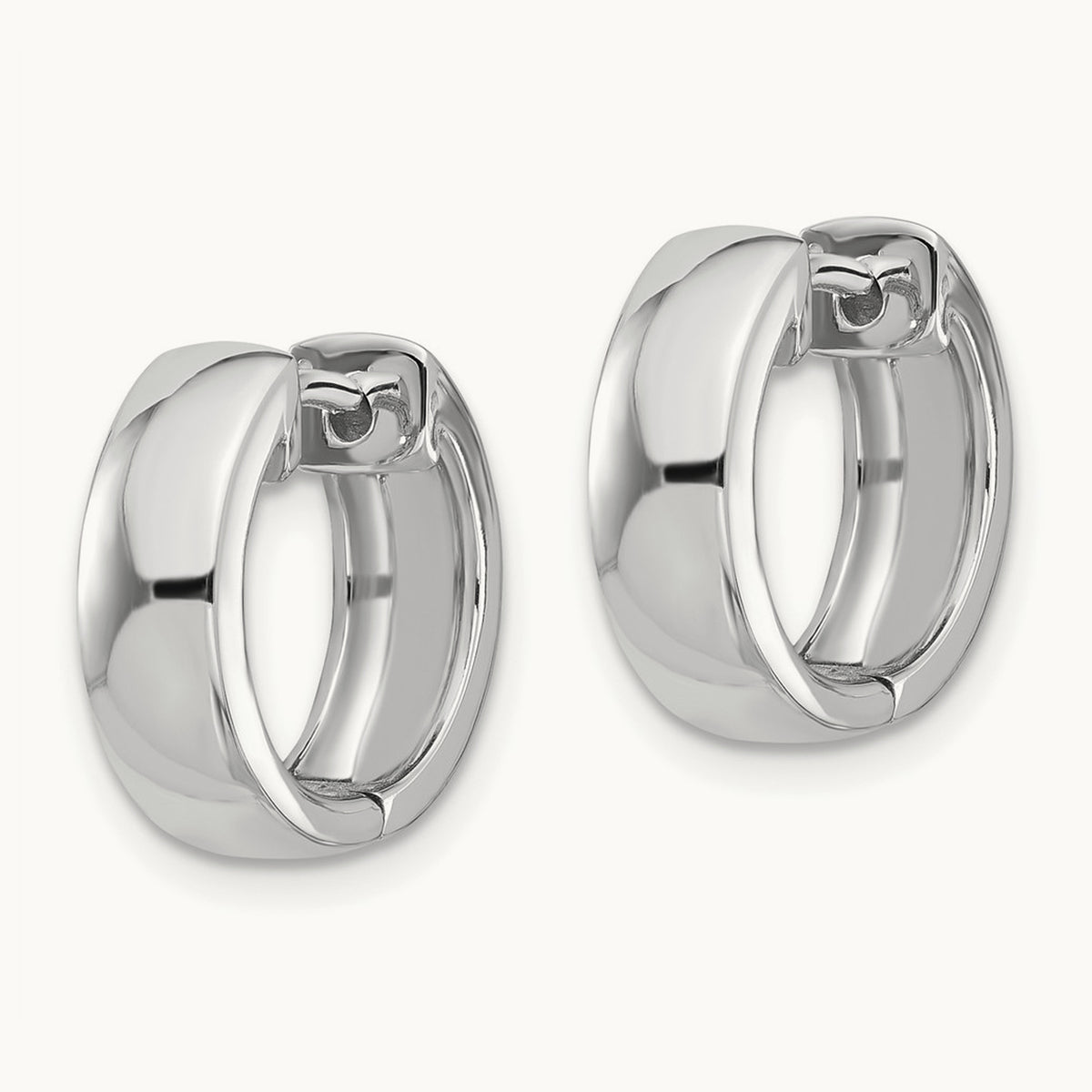 Round Hinged Hoop Earrings, 14K White Gold