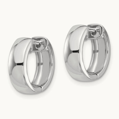 Round Hinged Hoop Earrings, 14K White Gold