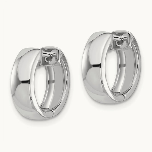 Round Hinged Hoop Earrings, 14K White Gold