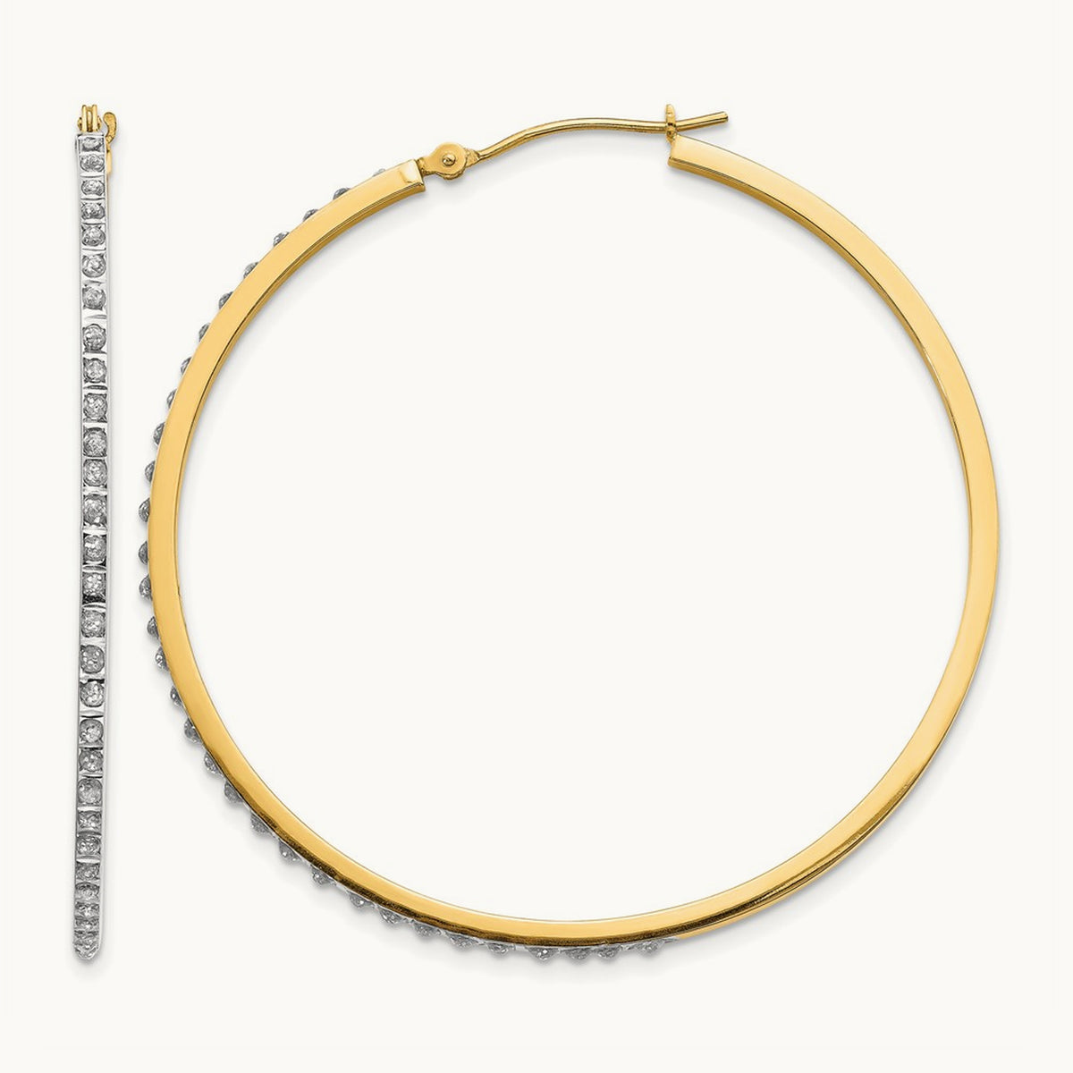 Diamond Fascination Diamond Dust/Accent Hoop Earrings — 46mm