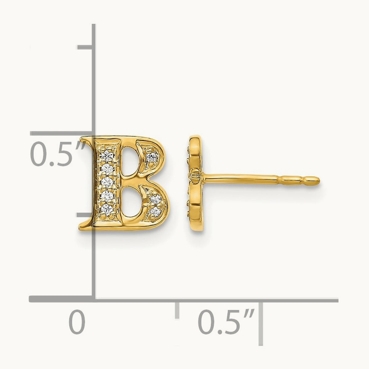 Diamond Earrings — 14K Yellow Gold, 8mm, B