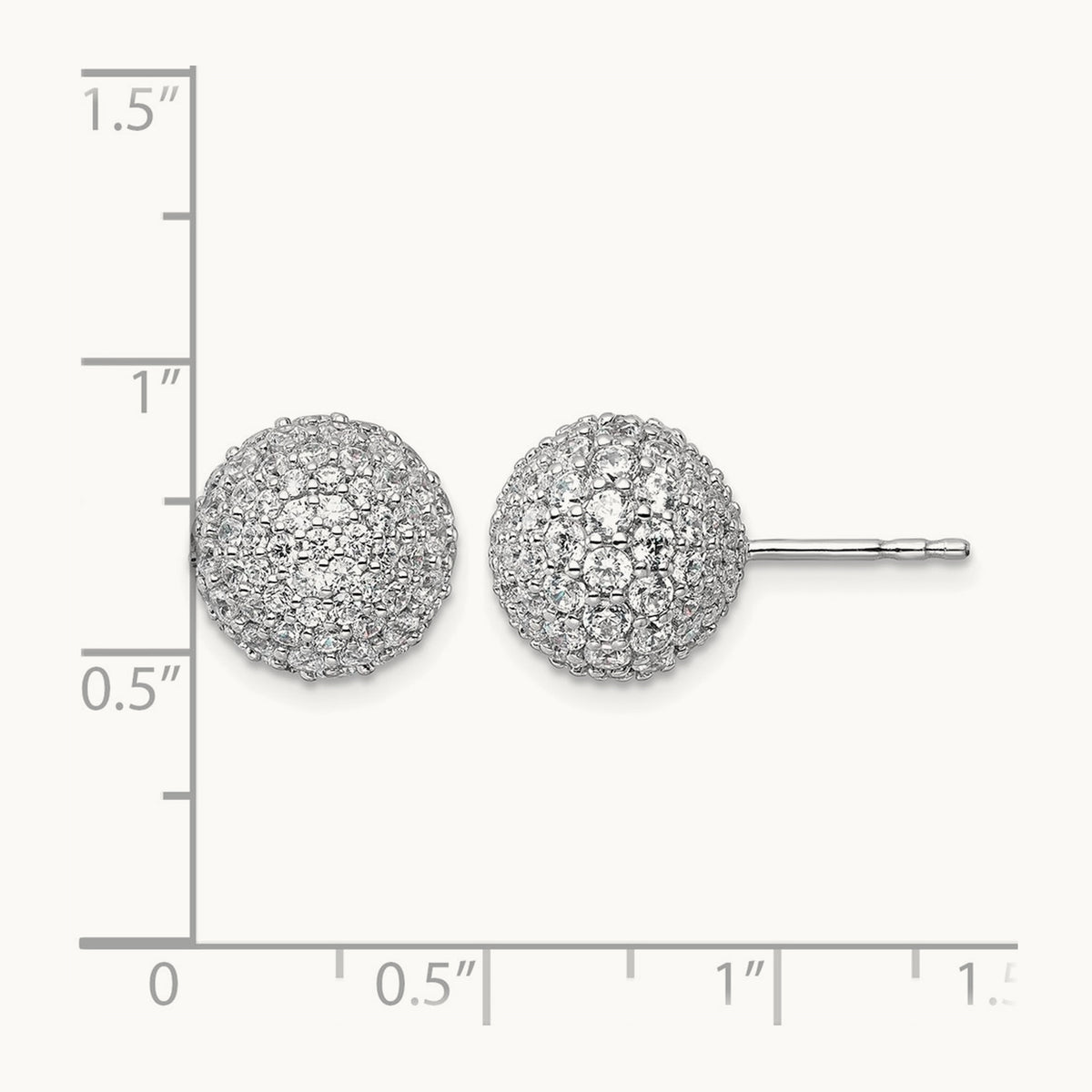 Pave Ball Stud Post Earrings, 2.75-4.25 ct tw Lab-Grown Diamond — 4 1/5 ct, 14K White Gold
