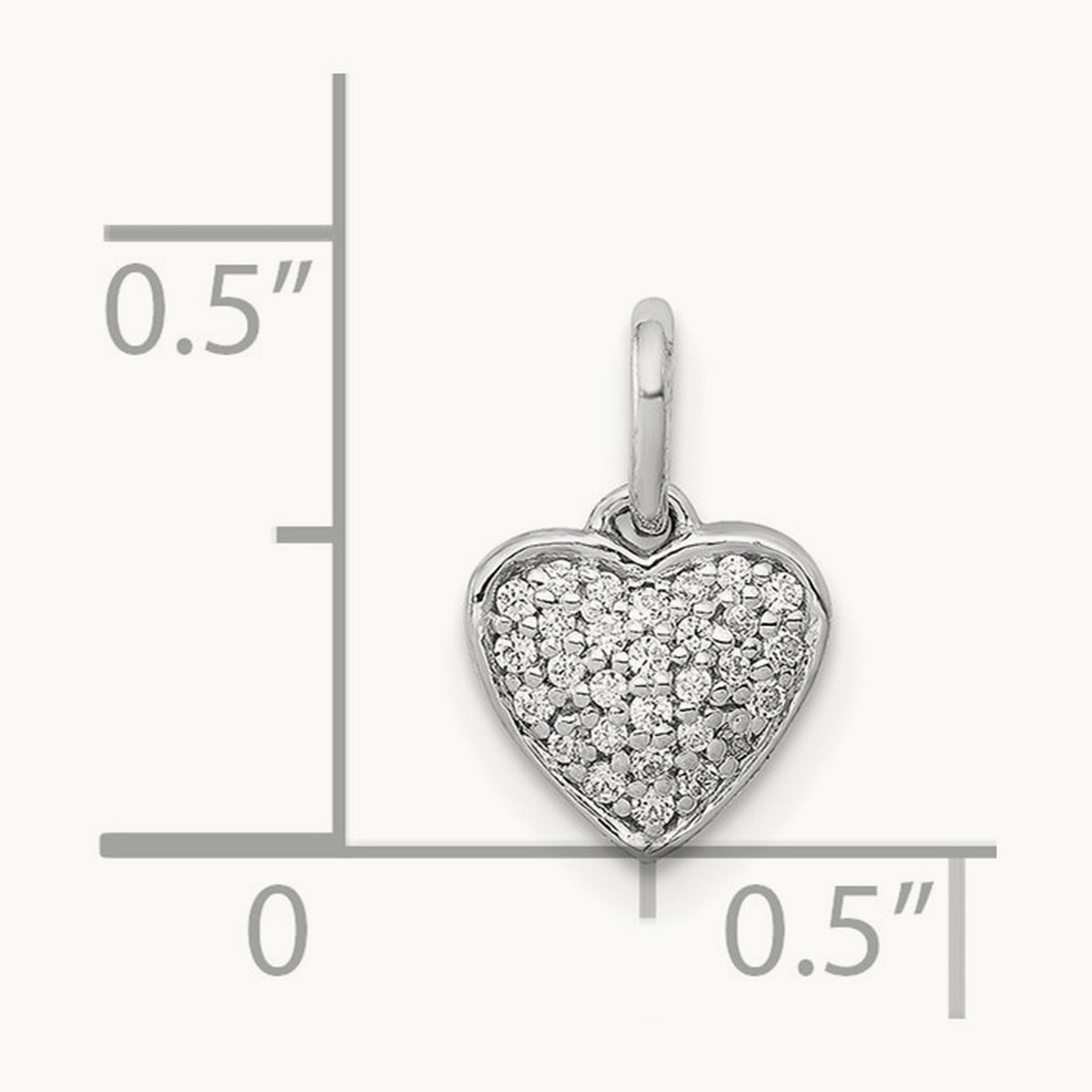 Diamond Heart Pendant — 14K White Gold, 12.45mm