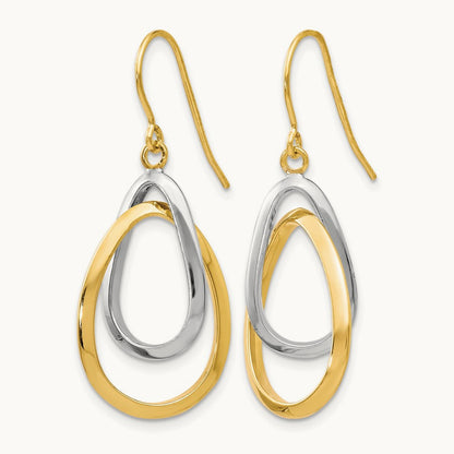 Polished Shepherd Hook Dangle Earrings, 10K Two-tone — Leslie's