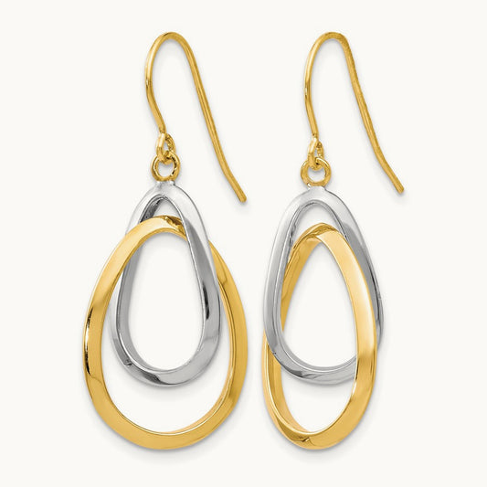 Polished Shepherd Hook Dangle Earrings, 10K Two-tone — Leslie's