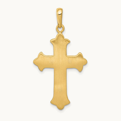 Fleur De Lis Cross Pendant, 14K Two-tone