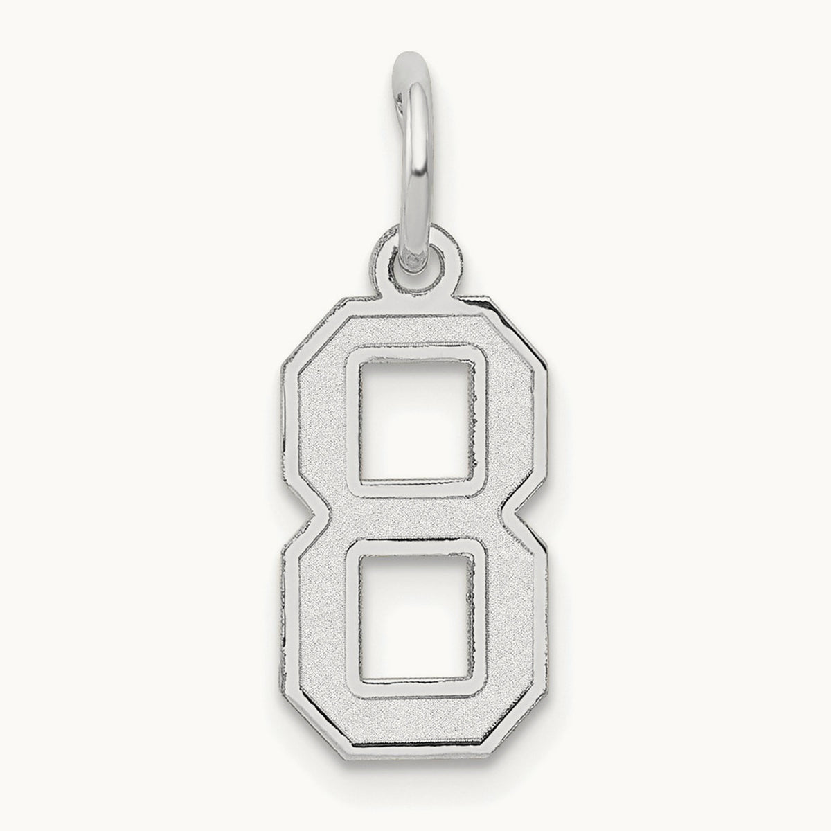 Small Satin Number 8 Charm — 14K White Gold