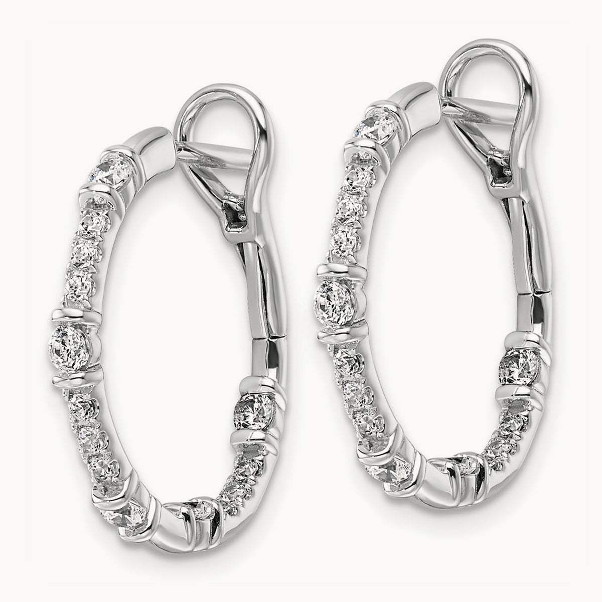 In and Out Hoop Earrings, 0.75-1.50 ct tw Lab-Grown Diamond — 3/4 ct, 14K White Gold
