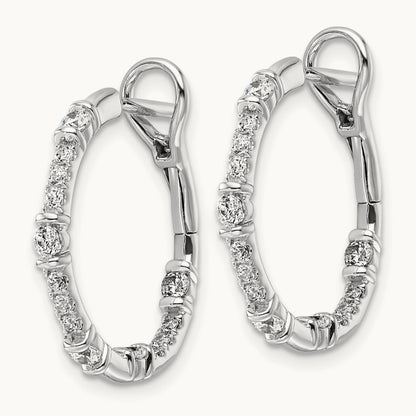 In and Out Hoop Earrings, 0.75-1.50 ct tw Lab-Grown Diamond — 3/4 ct, 14K White Gold
