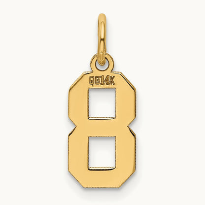 Small Polished Number 8 Charm — 14K Yellow Gold