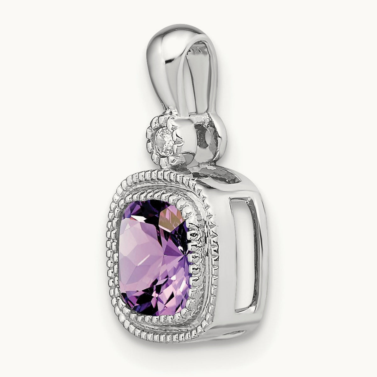Cushion Amethyst and Diamond Pendant — photo set