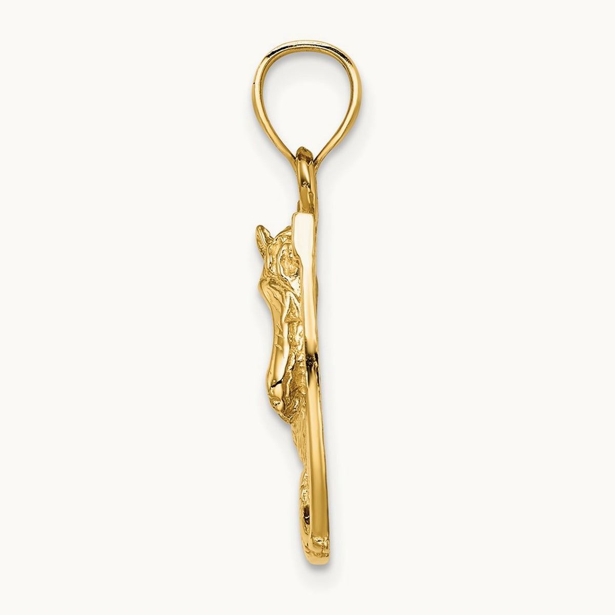 Horse Head In Horseshoe w/ Enameled Charm, 14K