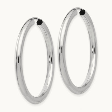 Polished Endless Tube Hoop Earrings, 3.00mm, 14K White Gold