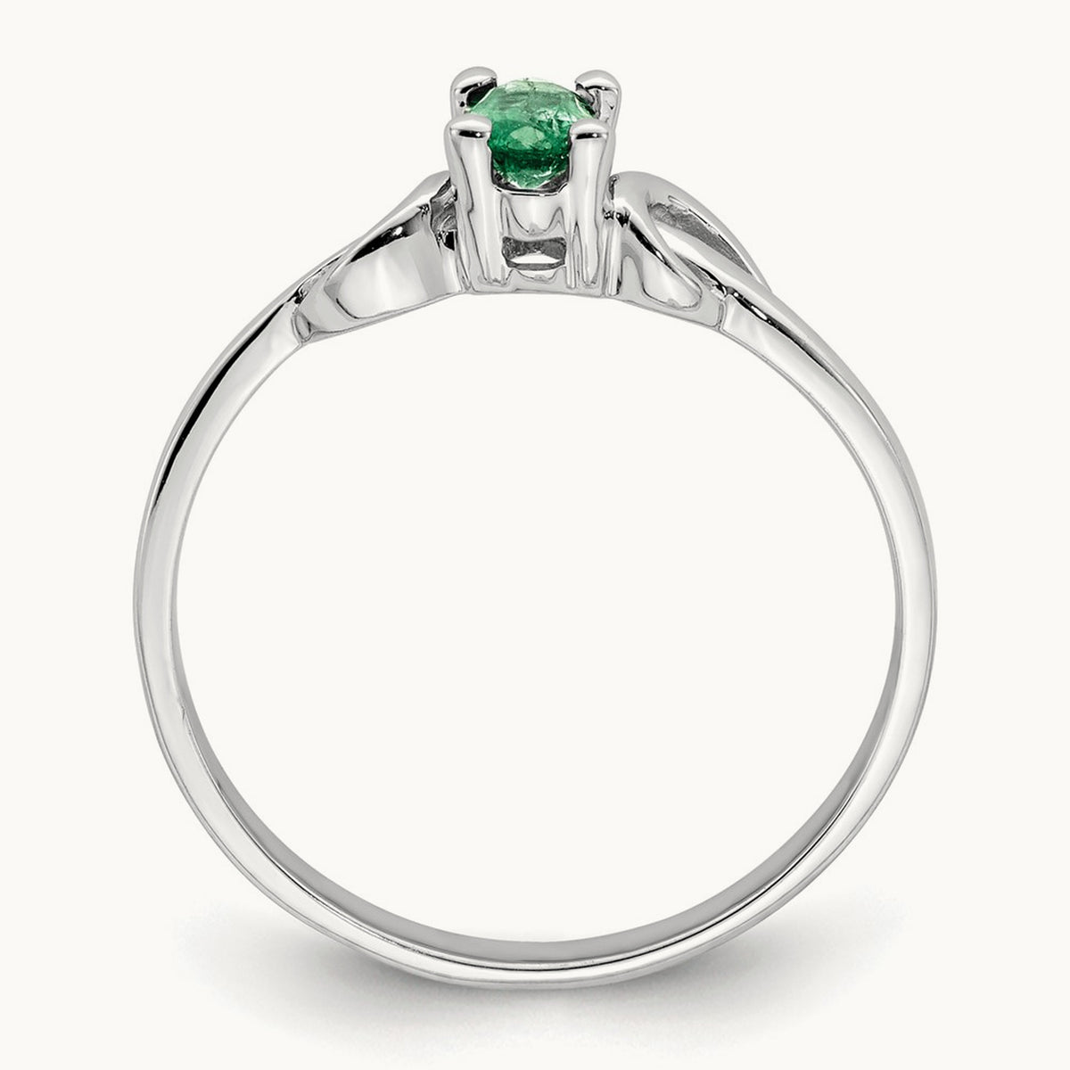 5x3mm Oval Emerald ring, 14K White Gold