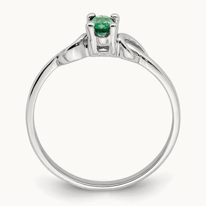 5x3mm Oval Emerald ring, 14K White Gold
