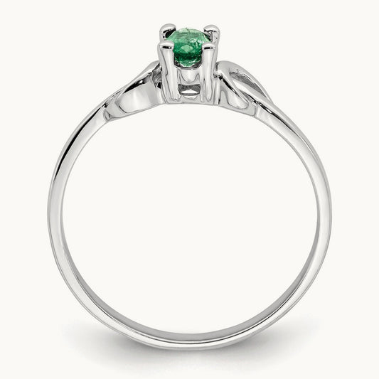5x3mm Oval Emerald ring, 14K White Gold