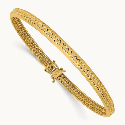 Polished Textured Flexible Bangle, 14K Yellow Gold