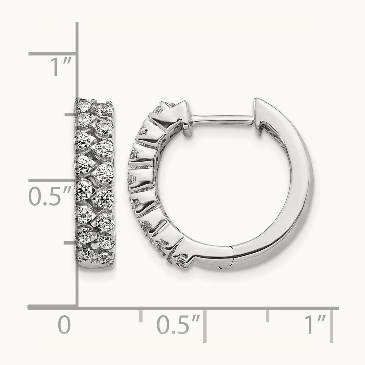 2-row Diamond Hinged Hoop Earrings — photo set