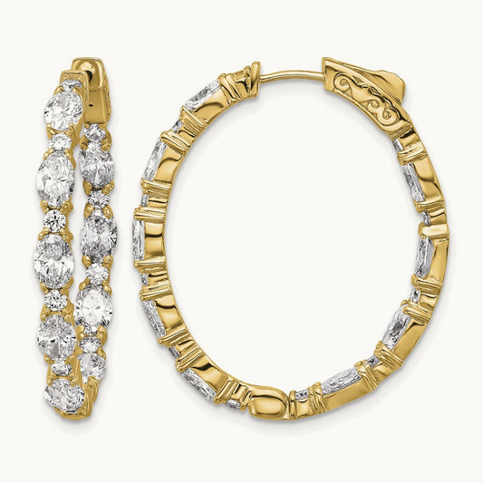 Oval & Round in/Out Hoop Earrings, 5.25 ct tw Lab-Grown Diamond — 14K Yellow Gold