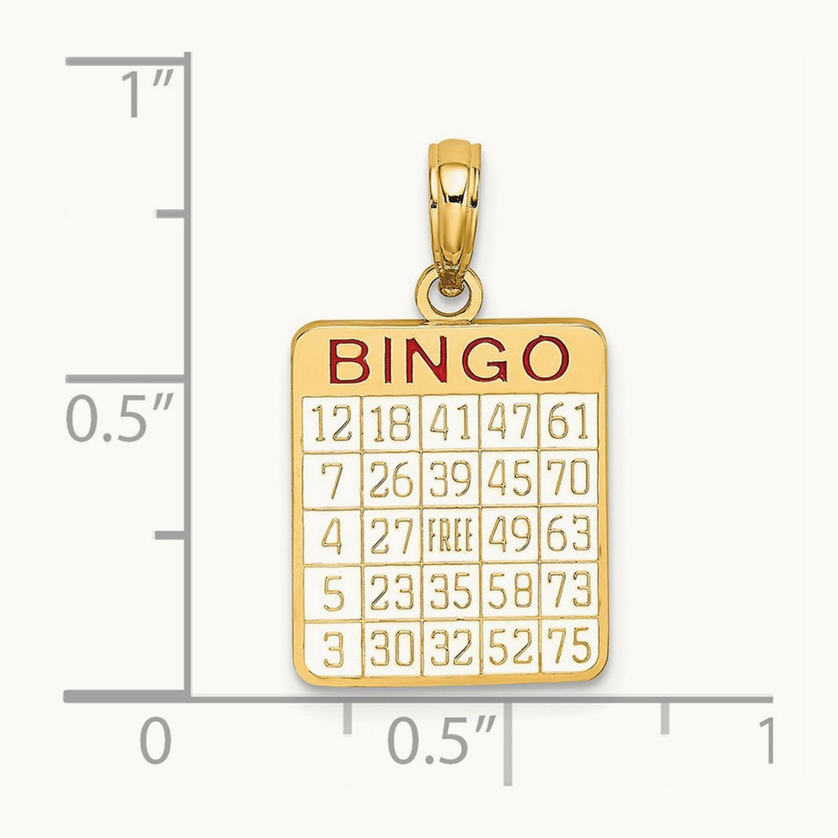 w/ Enamel Bingo Card Charm, 14K