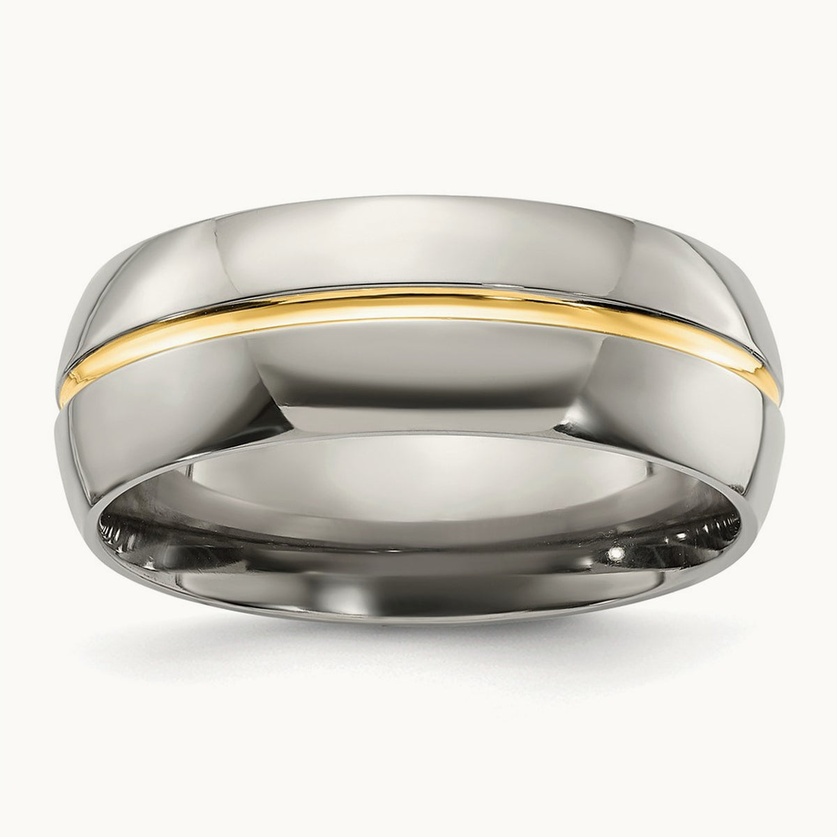 IP-plated Grooved Polished Band, 8mm, Titanium Yellow