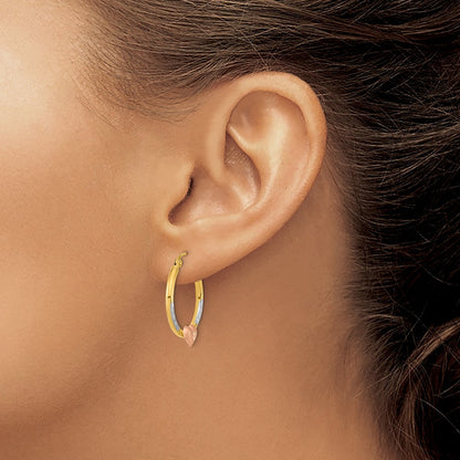 Diamond-cut Heart Hoop Earrings with White Rhodium — 20mm