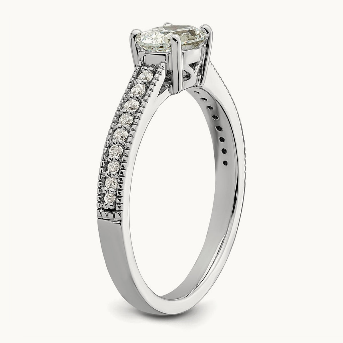 East West Oval Semi-Mount Engagement Ring — 3/4 ct, 7