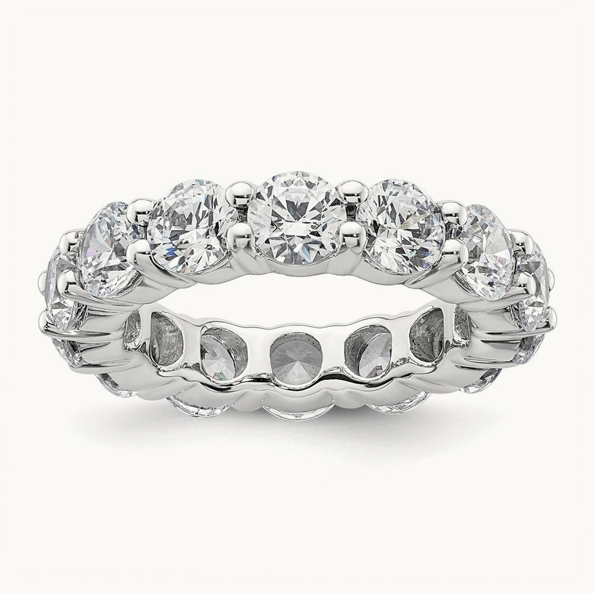Polished Shared Prong Diamond Eternity Band, 4.00 ct tw — 14K White Gold