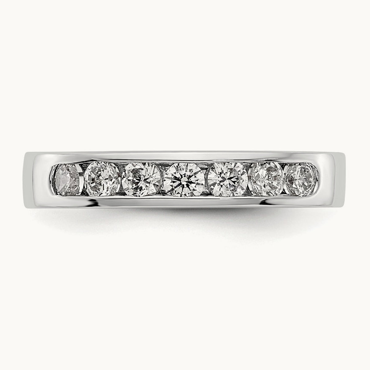 7-Stone Diamond Channel Band, 14K White Gold