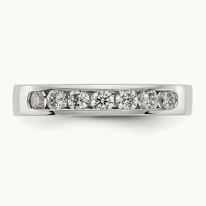 7-Stone Diamond Channel Band, 14K White Gold
