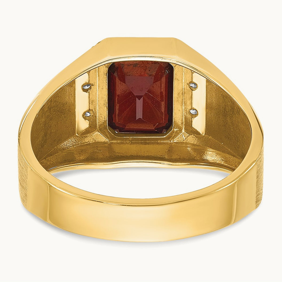 IBGoodman Men's Polished and Satin Cr. Ruby and Diamond Complete Ring, 14K
