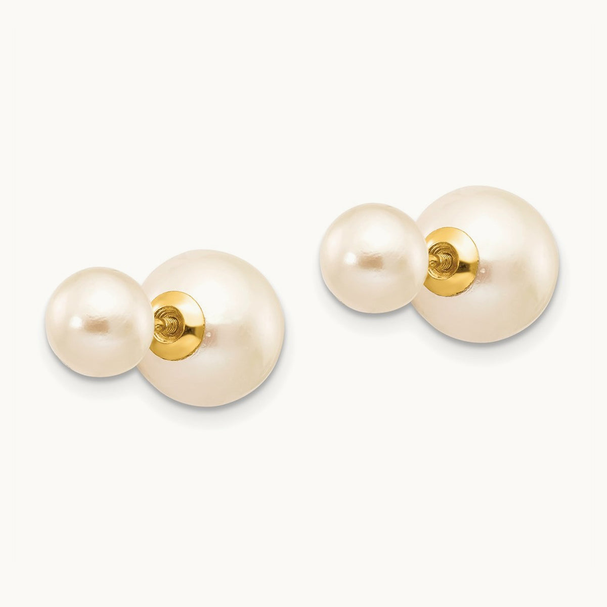 6- & 9-10mm Round Freshwater Cultured Pearl Screw On Post Earrings, 7mm, 14K
