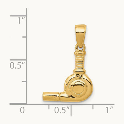 3-D Blow Dryer Pendant, 14K
