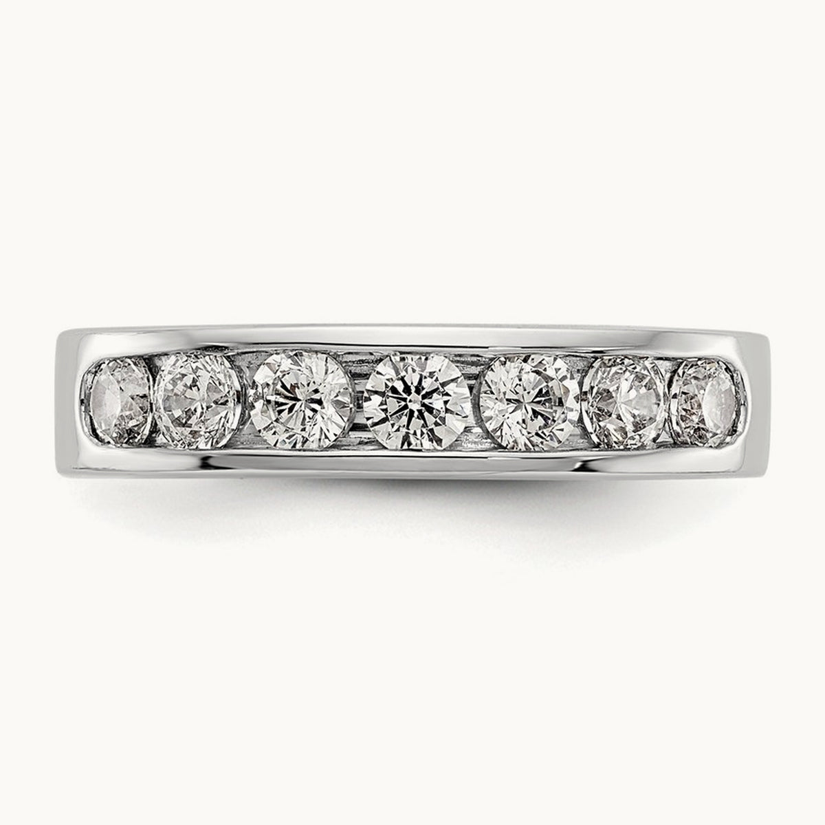 7-Stone Diamond Channel Band, 14K White Gold