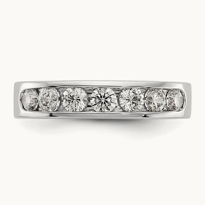 7-Stone Diamond Channel Band, 14K White Gold
