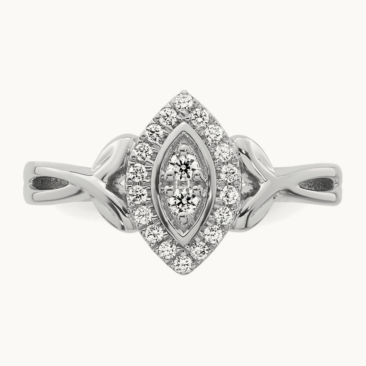 Complete Diamond Marquise Cluster Engagement Ring — 14K White Gold