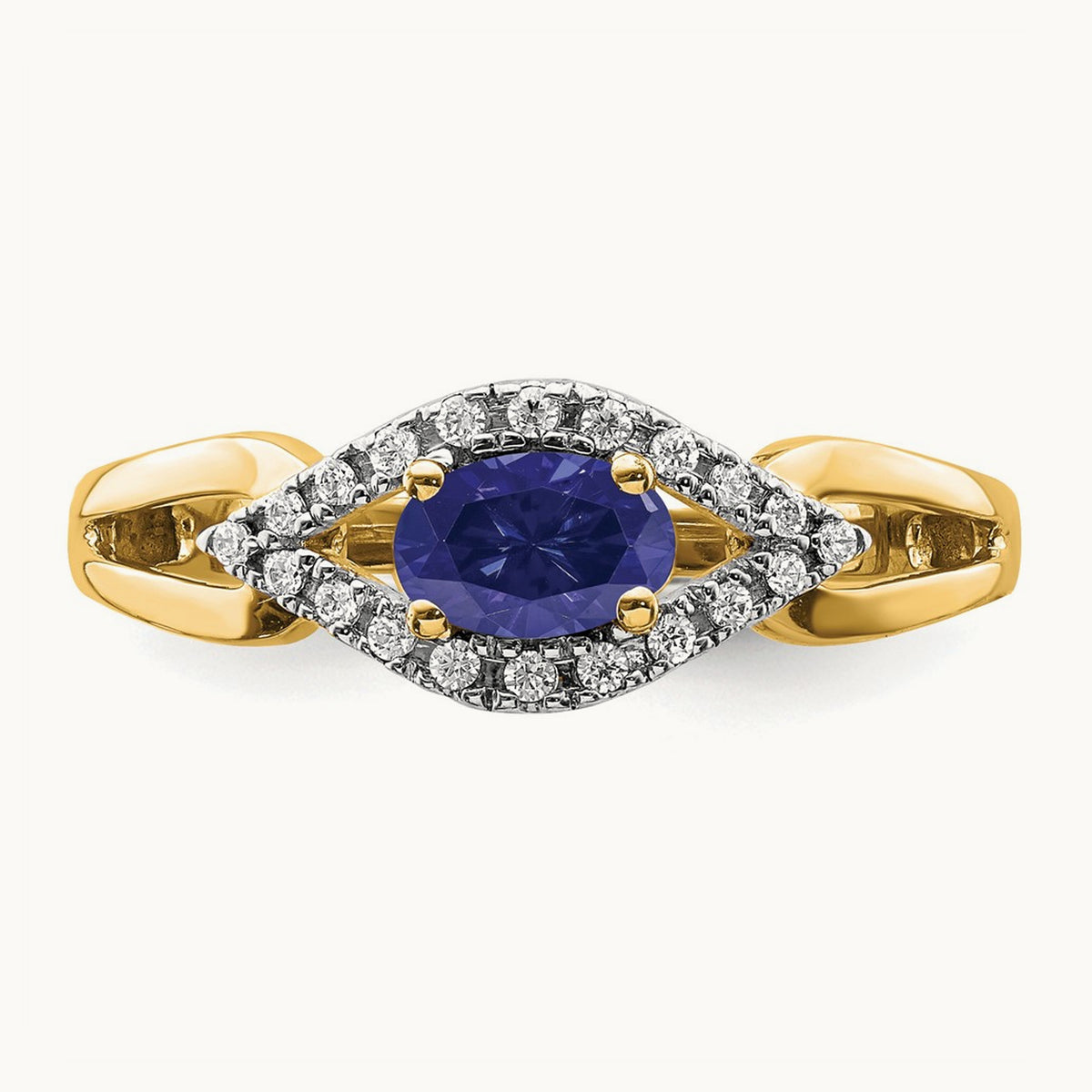 Created Blue Sapphire Ring — 14K Yellow Gold, 7