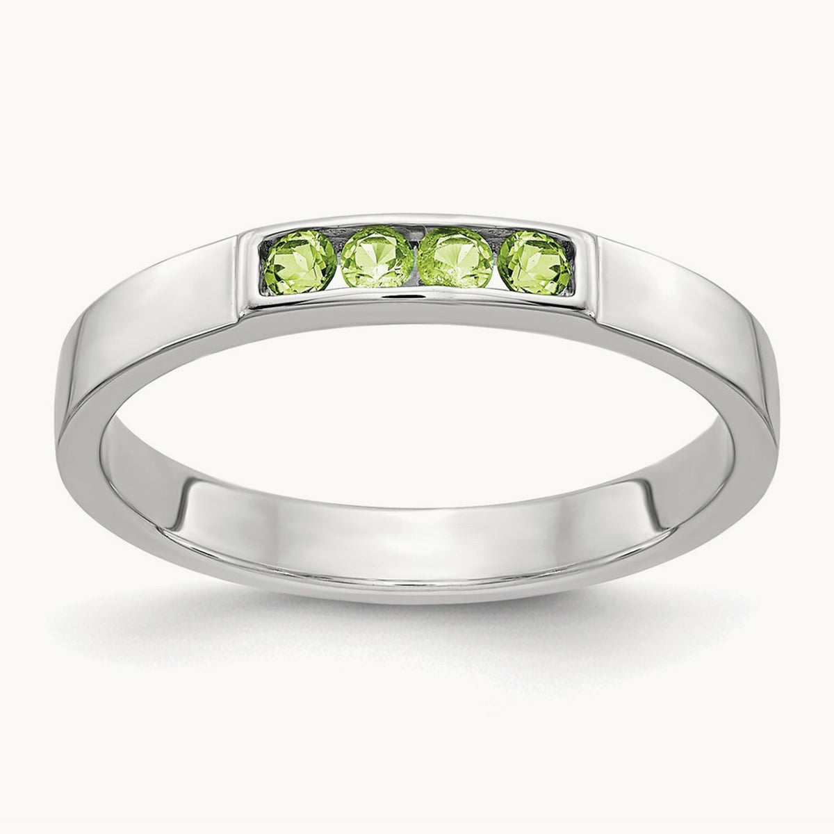 4-stone Peridot Band, 14K White Gold